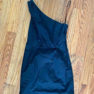 Black J.Crew One Shoulder Linen Cotton Blend Dress